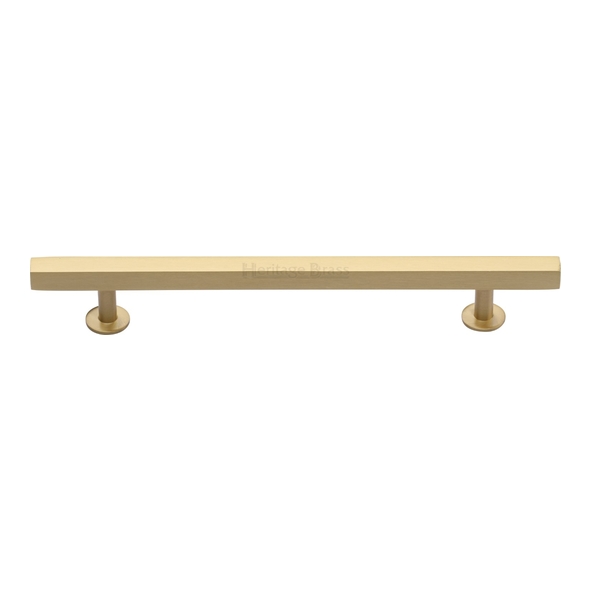 C4760 160-SB • 160 x 223 x 11 x 19 x 32mm • Satin Brass • Heritage Brass Square Bar Round Foot Cabinet Pull Handle